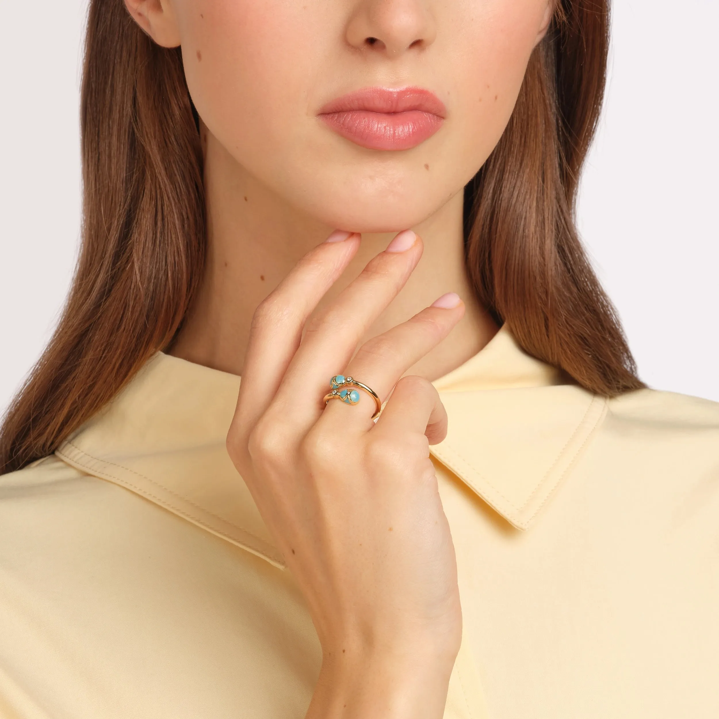 Guilloché Enamel Crossover Ring