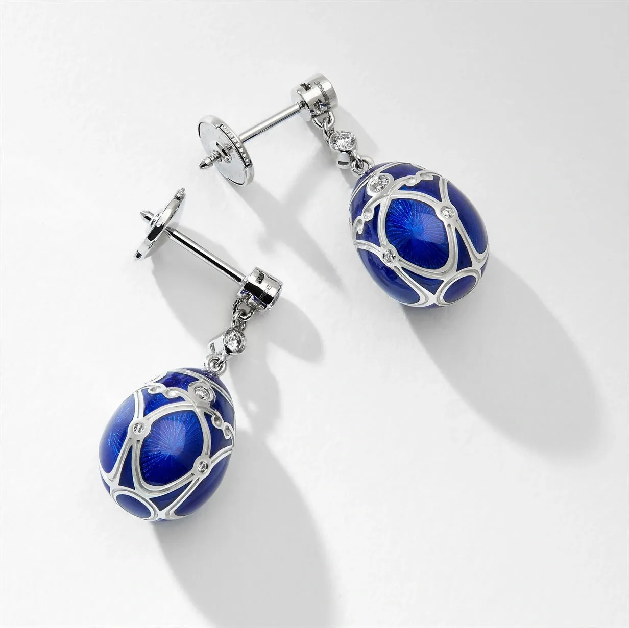 Guilloché Enamel Egg Drop Earrings