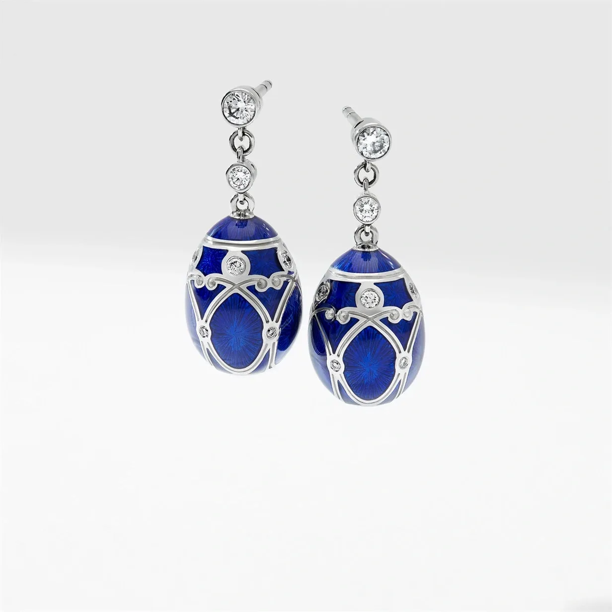 Guilloché Enamel Egg Drop Earrings