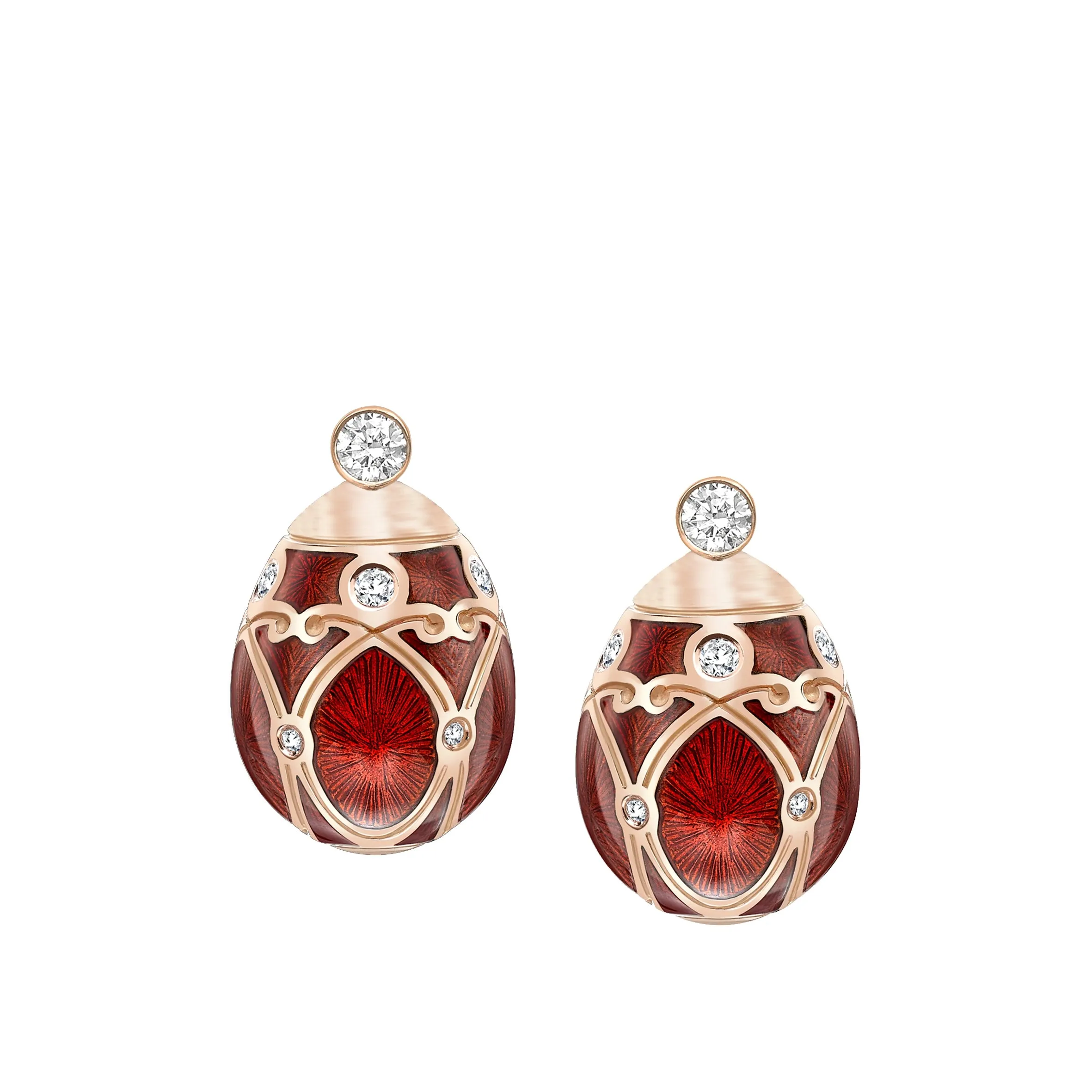 Guilloché Enamel Egg Earstuds