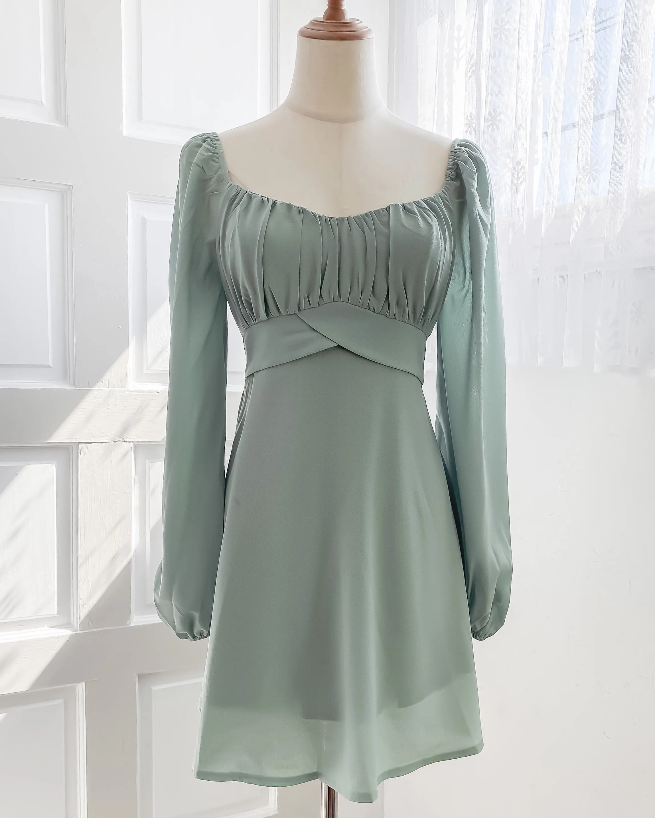 Hana Babydoll Dress (Sage)