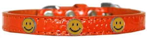 Happy Face Widget Croc Dog Collar Orange Size 14