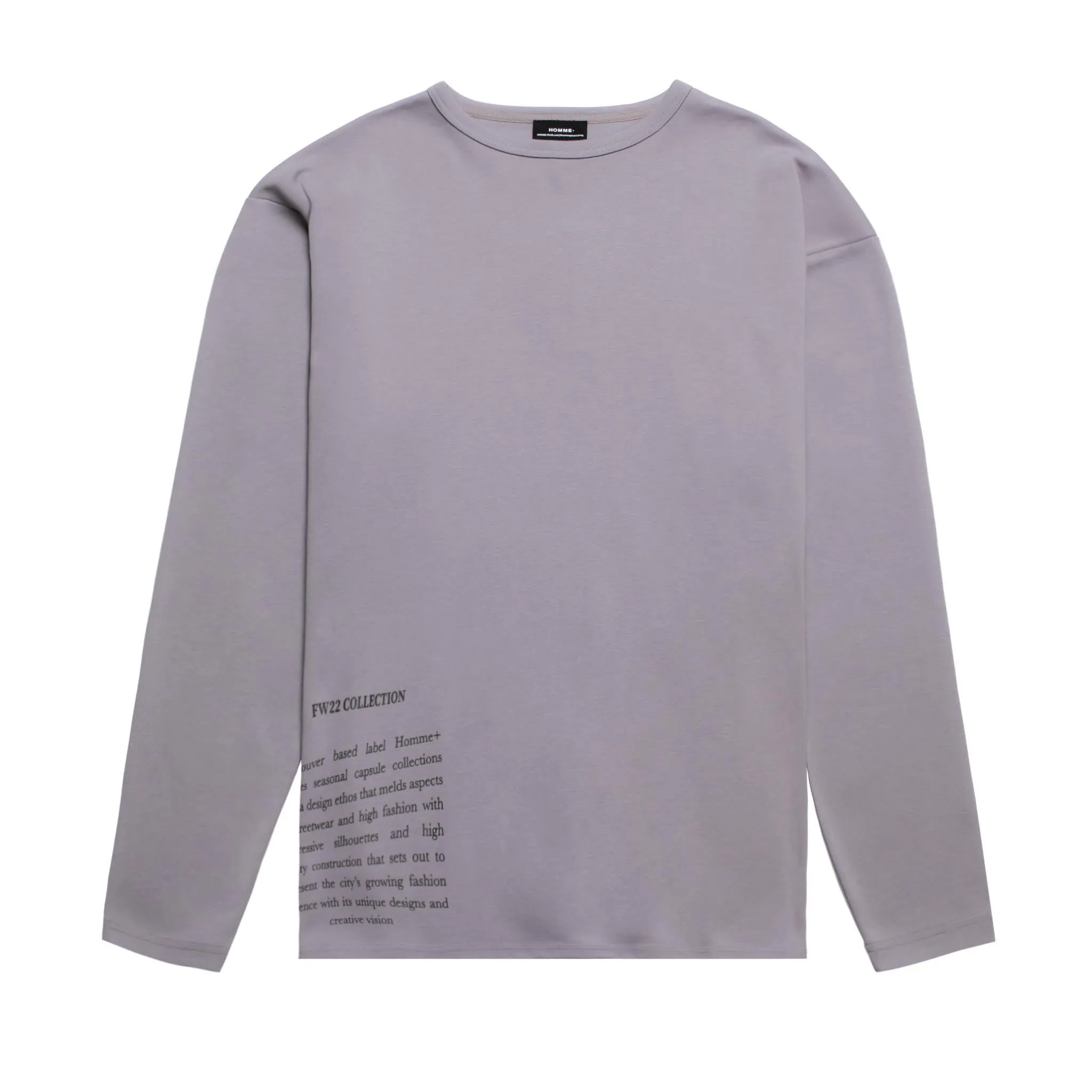 HOMME  Oversized LS Patch Tee Grey