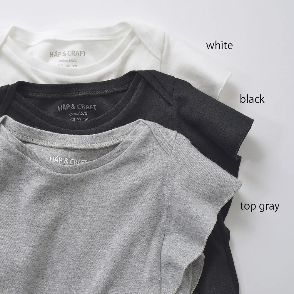 HÄP & CRAFT | Kidswear | Smile Cotton Smooth Flared Sleeve Pullover - White / Top Gray / Black