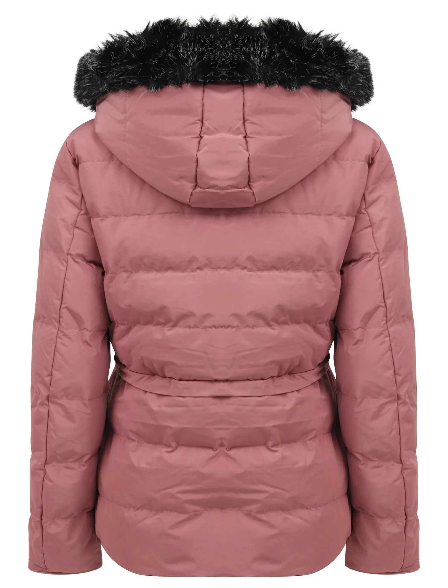 Jasmin Quilted Puffer Jacket With Faux Fur Trim Hood In Nostalgia Rose - Tokyo Laundry
