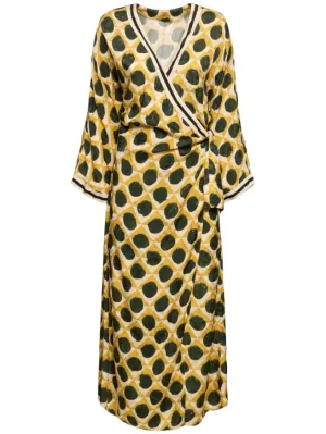 Johanna Ortiz   Jacquard long sleeve long wrap dress 