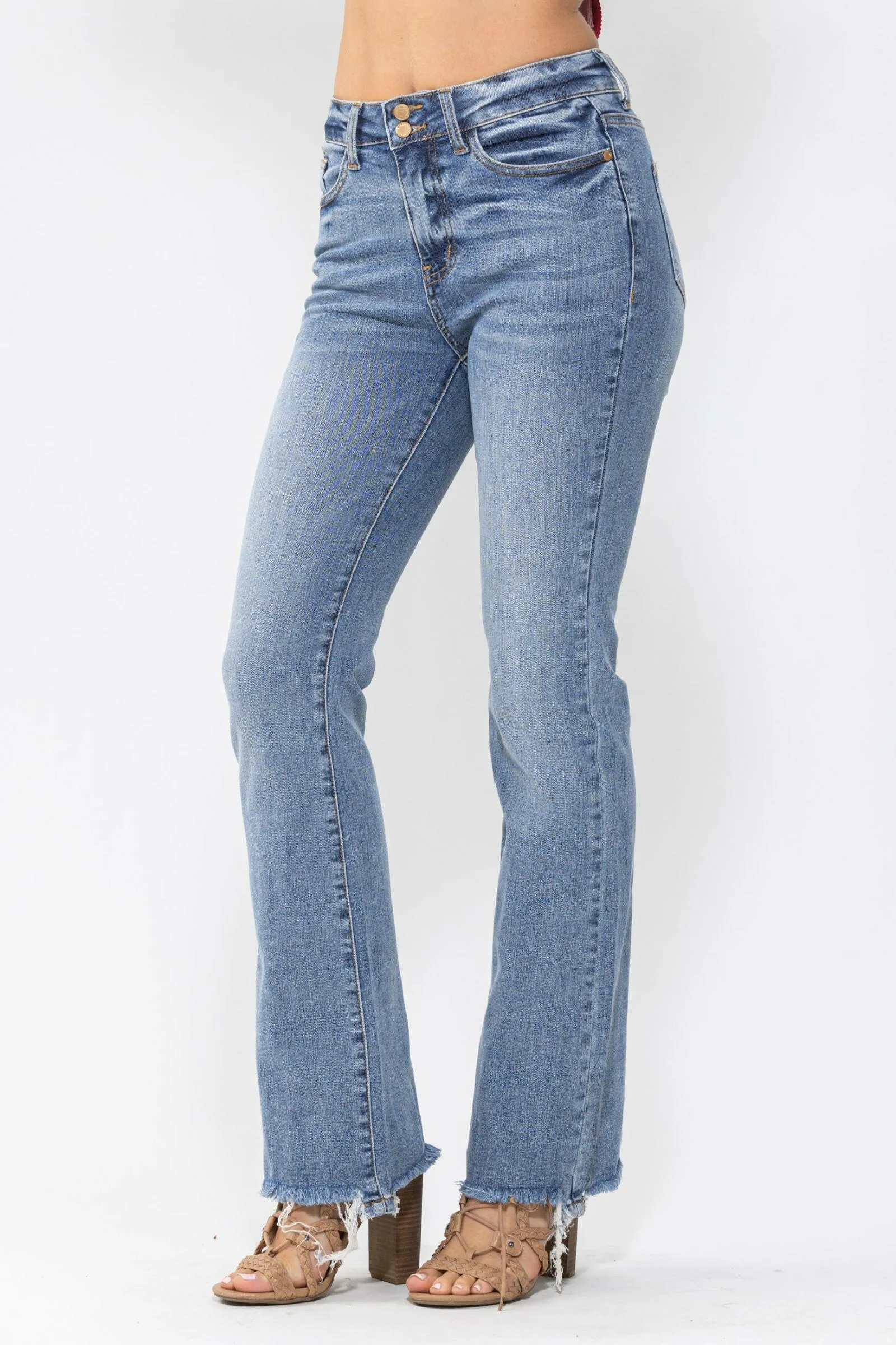 Judy Blue High Rise Medium Wash Non Distressed Contrast Wash Bootcut Jeans - Plus Size 88140PL-14W-24W