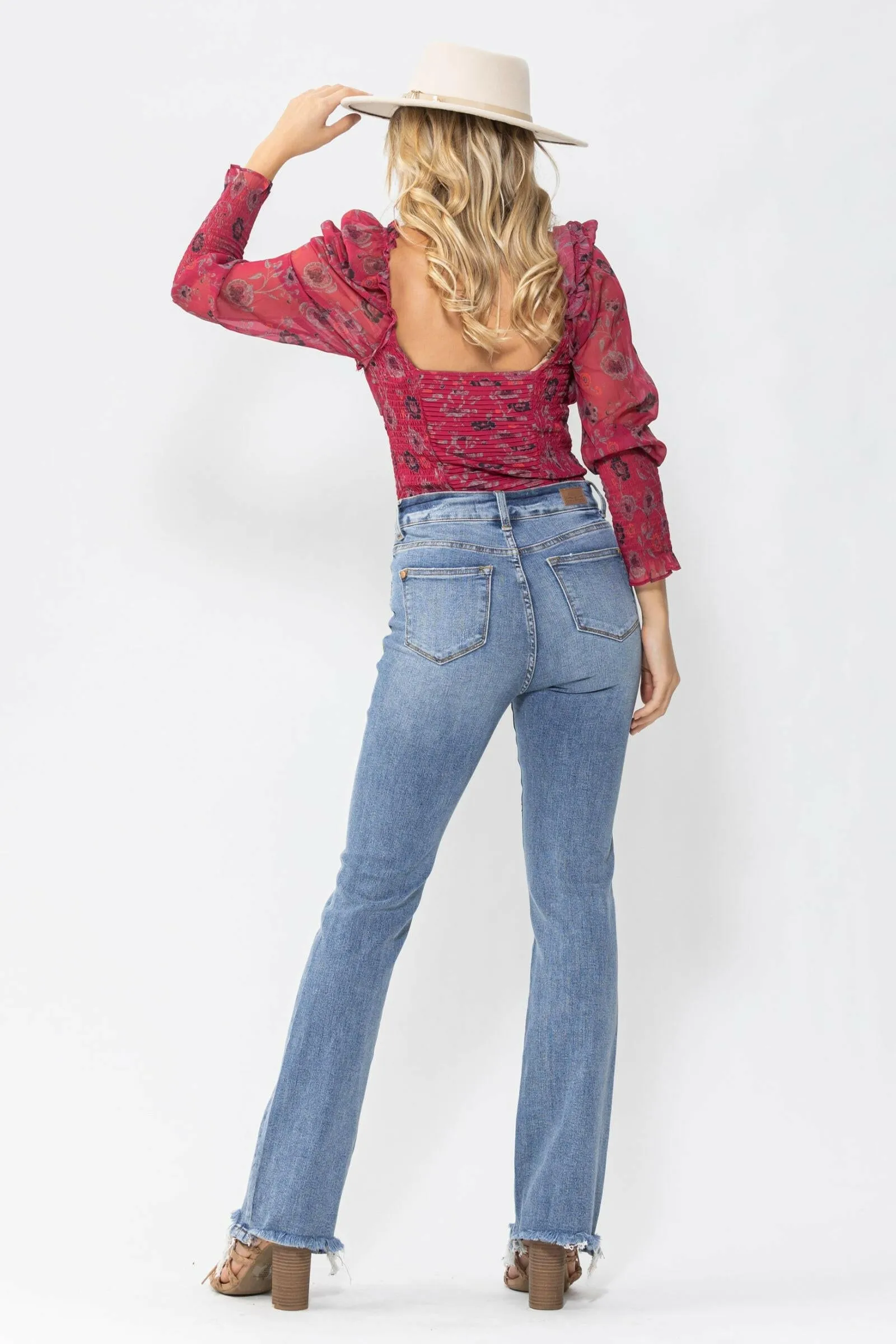 Judy Blue High Rise Medium Wash Non Distressed Contrast Wash Bootcut Jeans - Plus Size 88140PL-14W-24W
