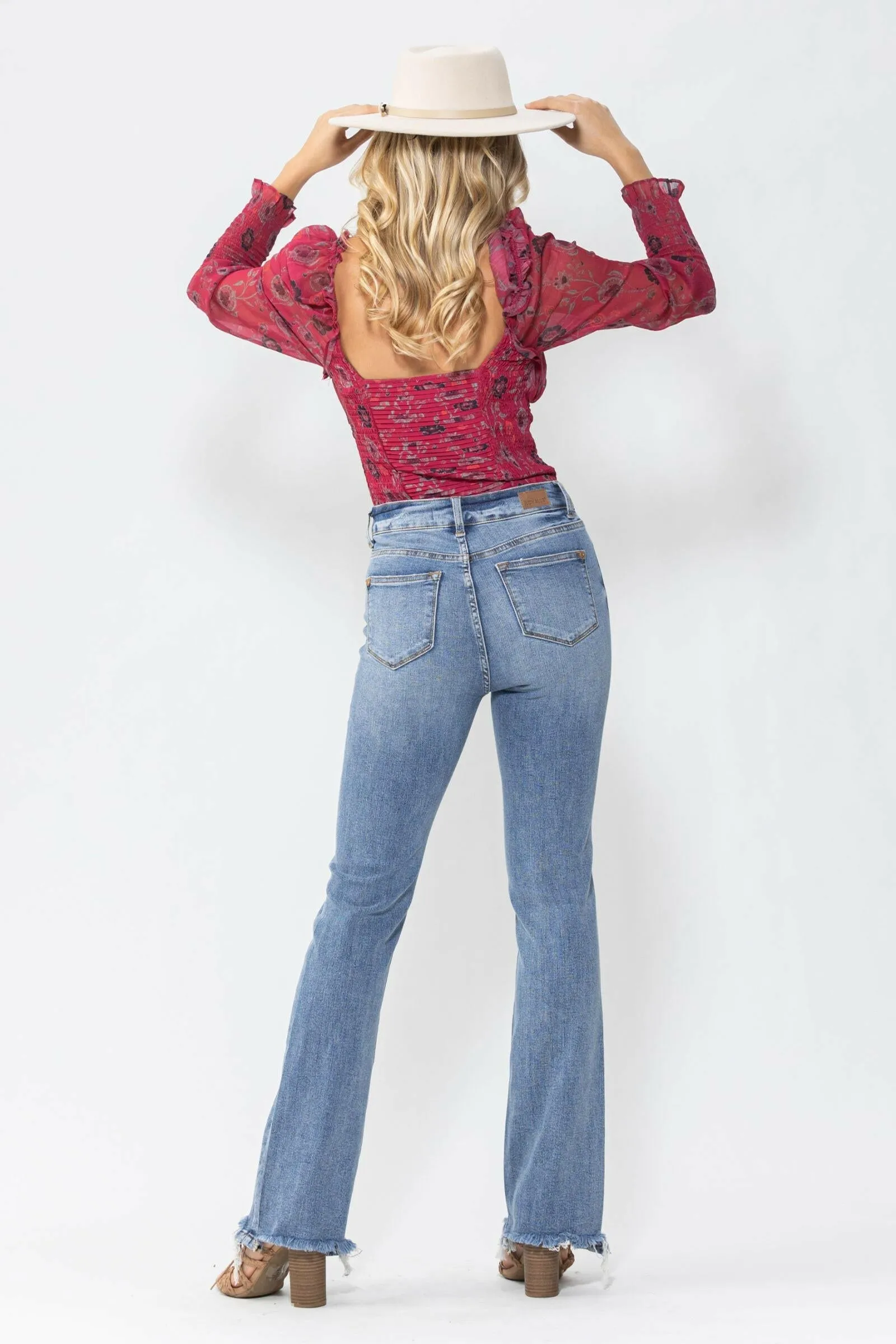 Judy Blue High Rise Medium Wash Non Distressed Contrast Wash Bootcut Jeans - Plus Size 88140PL-14W-24W