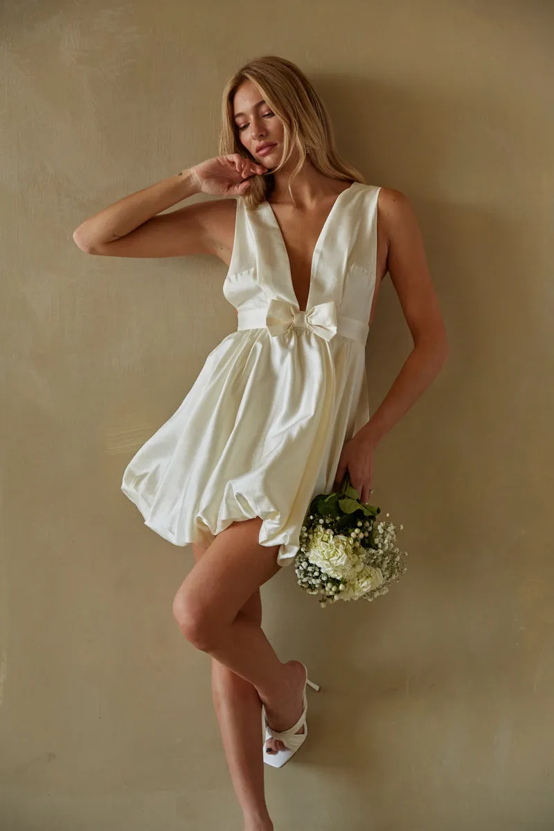 Kaya Bow Bubble Babydoll Mini Dress