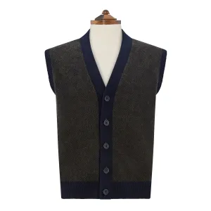 Kells Knitted Navy Green Birdseye Wool Vest