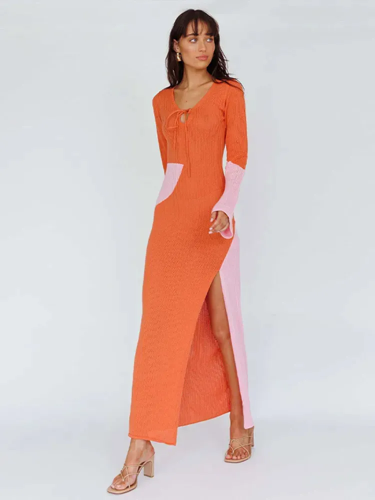 Knit Patchwork Maxi Dress