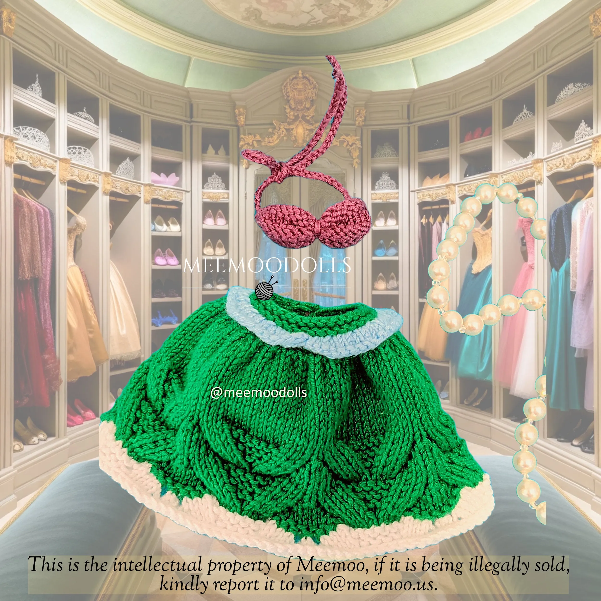 Knit Red Hair princess. Knitted toy Patterns. Meemoodolls.
