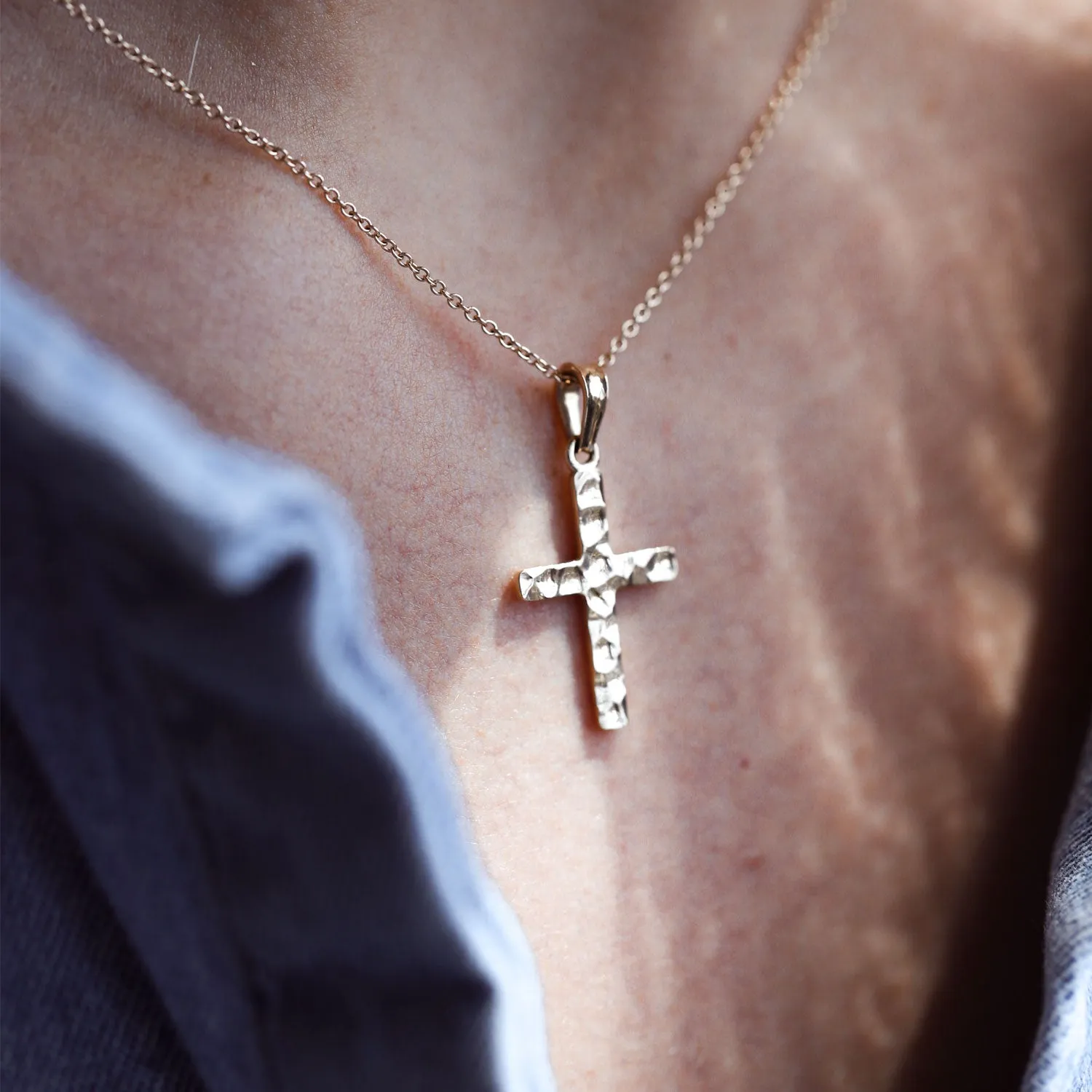 Large Hammered Cross Heritage Necklace