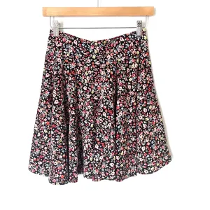 Lauren Conrad Black Floral Swing Mini Skirt- Size S