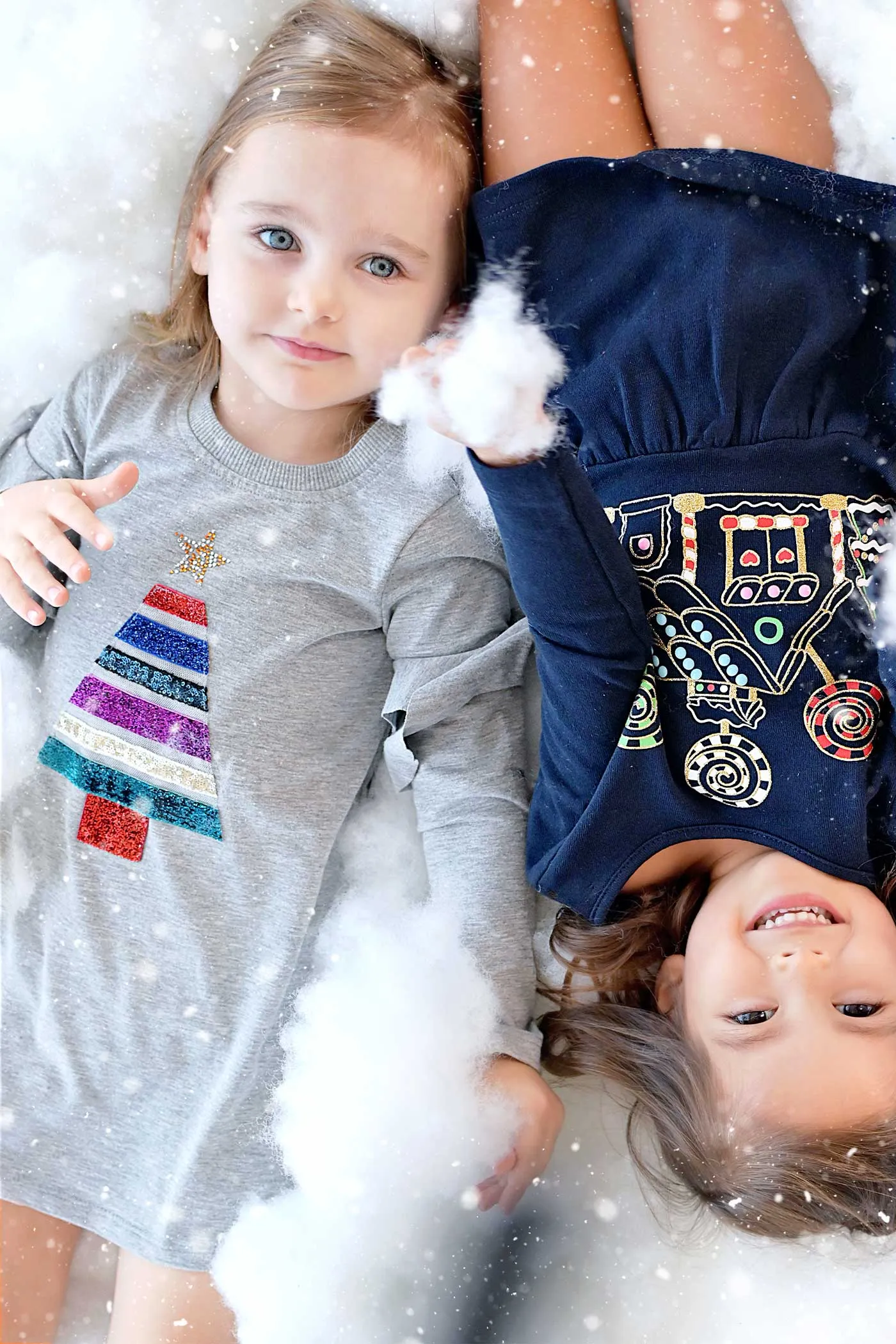 Little Girls Christmas Tree Long Sleeve Dress