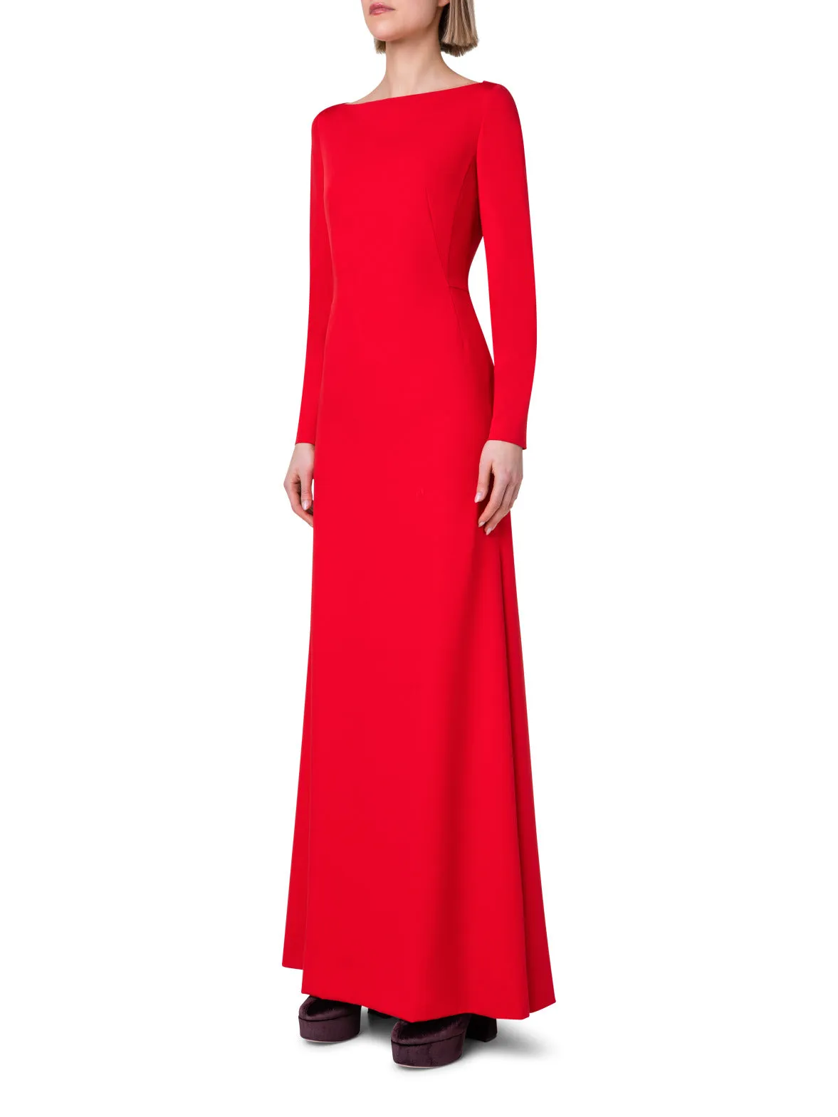 Long Silk Evening Dress with Long Sleeves