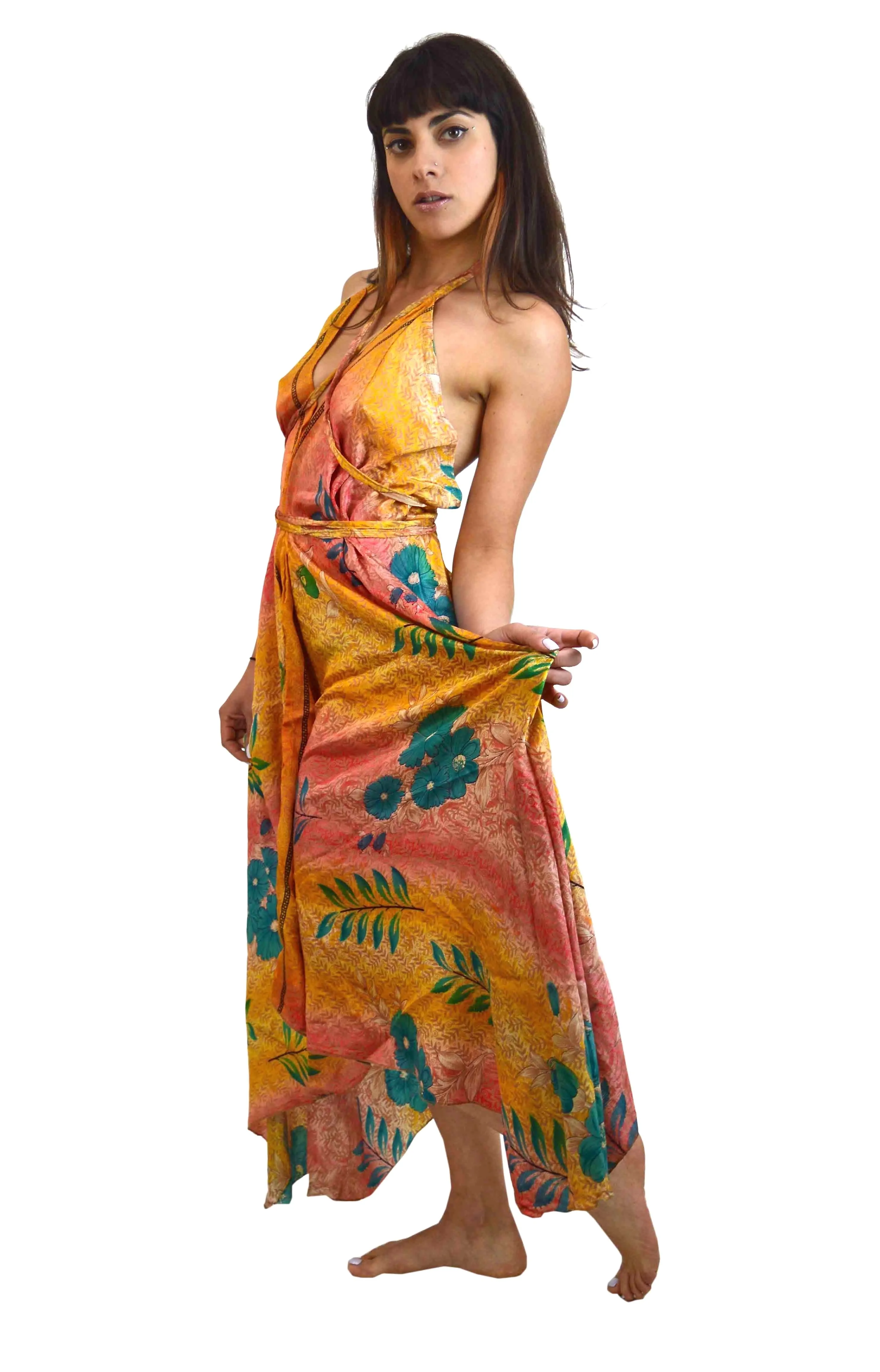 Long Silk Sequin Beach Dress