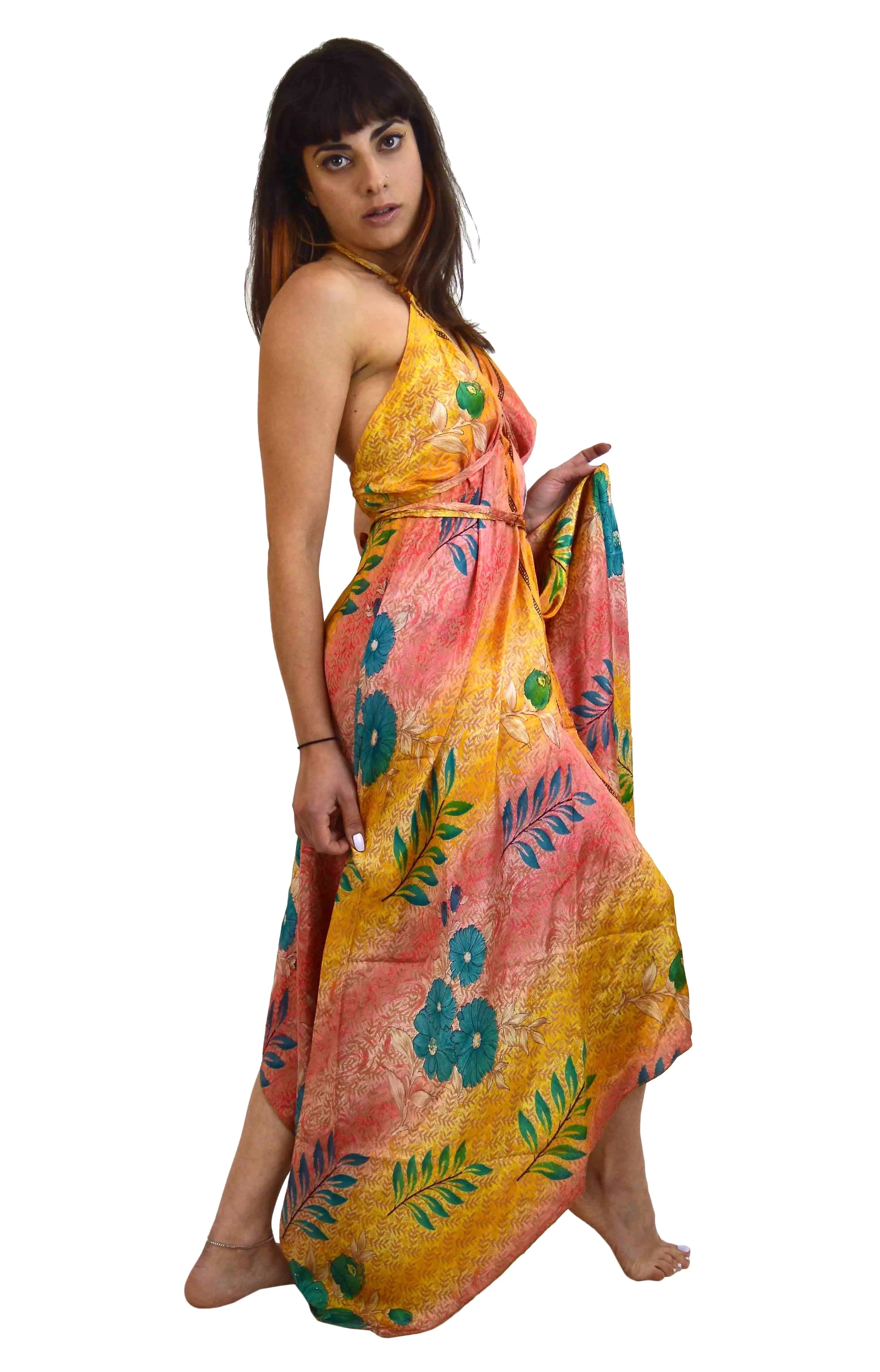 Long Silk Sequin Beach Dress