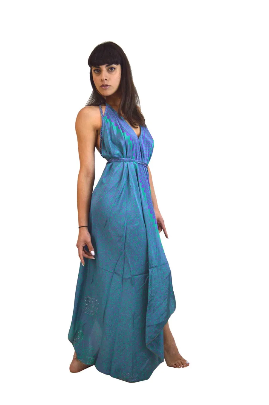 Long Silk Sequin Beach Dress
