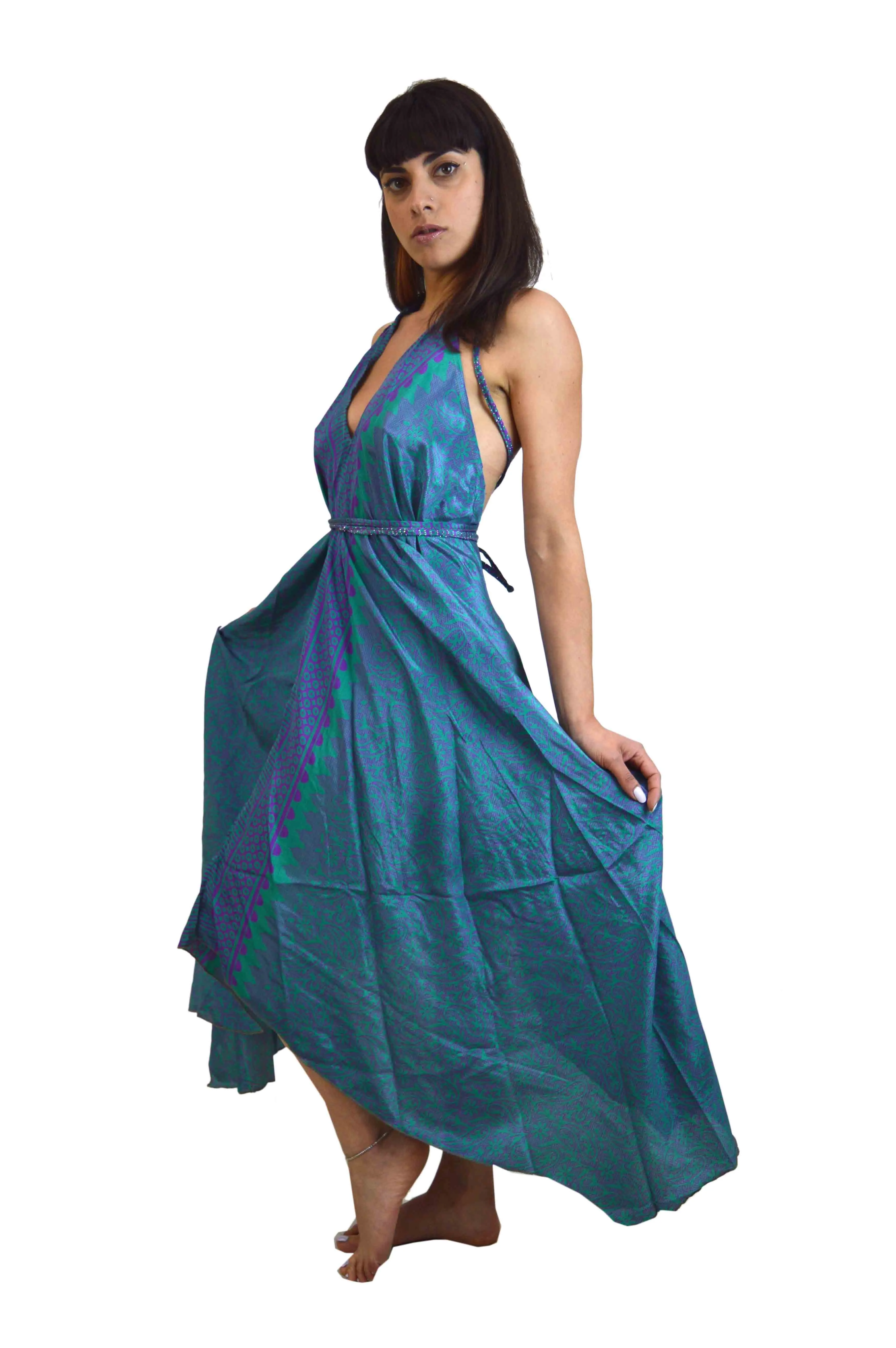 Long Silk Sequin Beach Dress