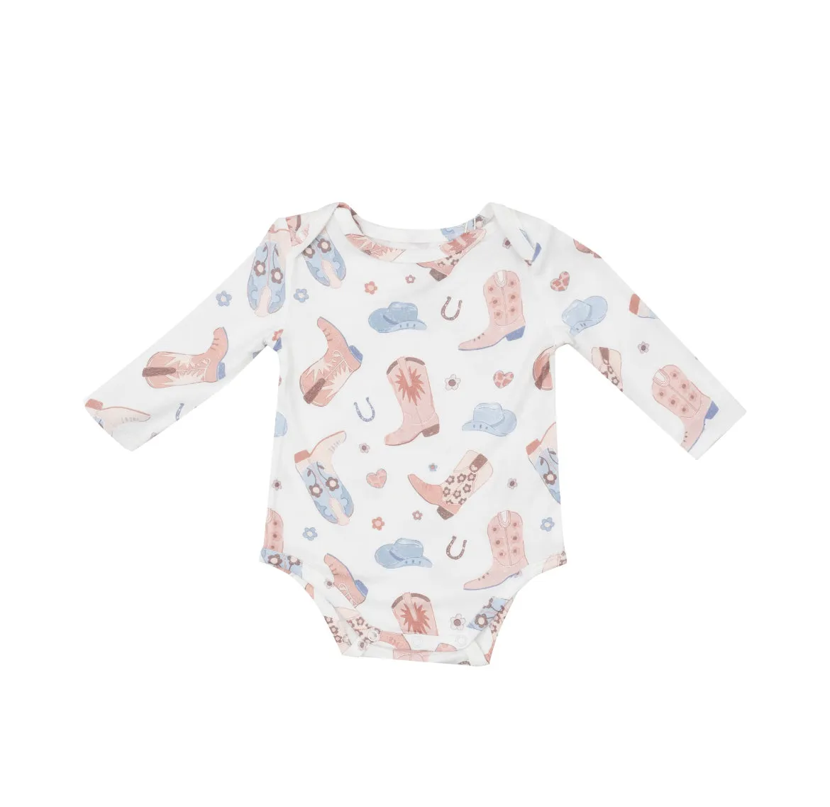 Long Sleeve Bodysuit - Cowboy Boots Pink