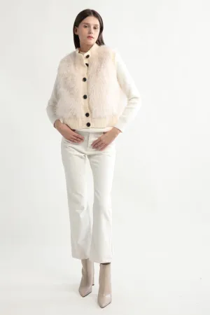 Look By M Women's Fluffy Button Up Vest MW3263