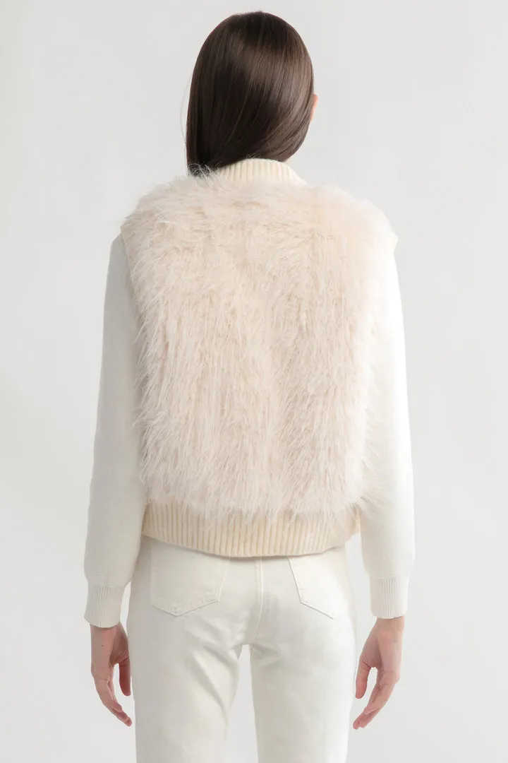 Look By M Women's Fluffy Button Up Vest MW3263