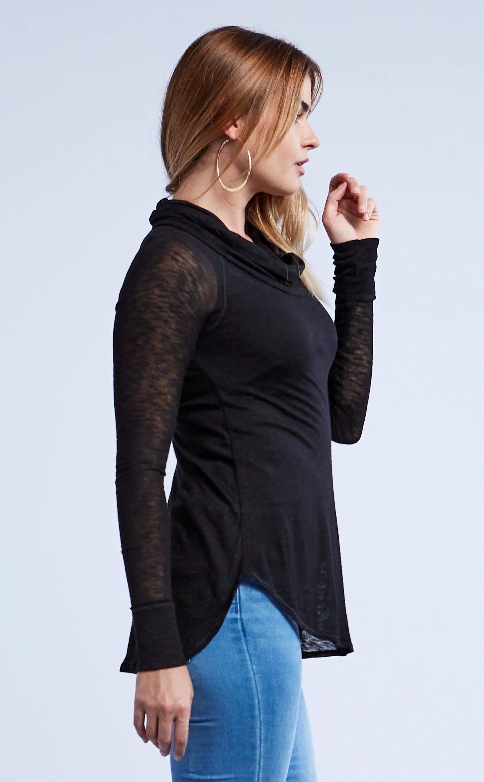 Loose Cowl Neck Long Sleeve