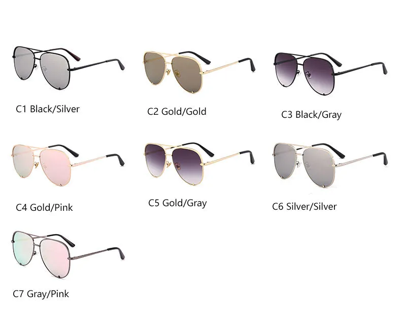 Lunettes de Soleil Aviateur Effet Miroir Rock Chic