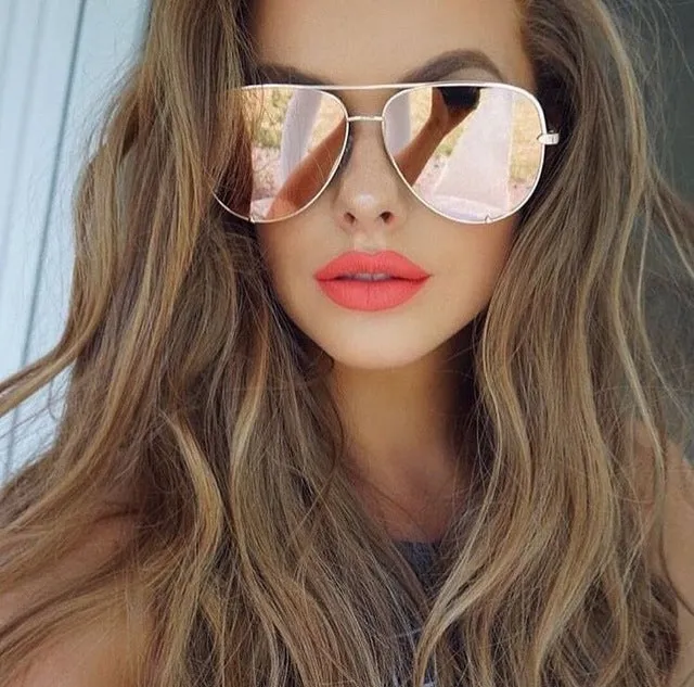 Lunettes de Soleil Aviateur Effet Miroir Rock Chic