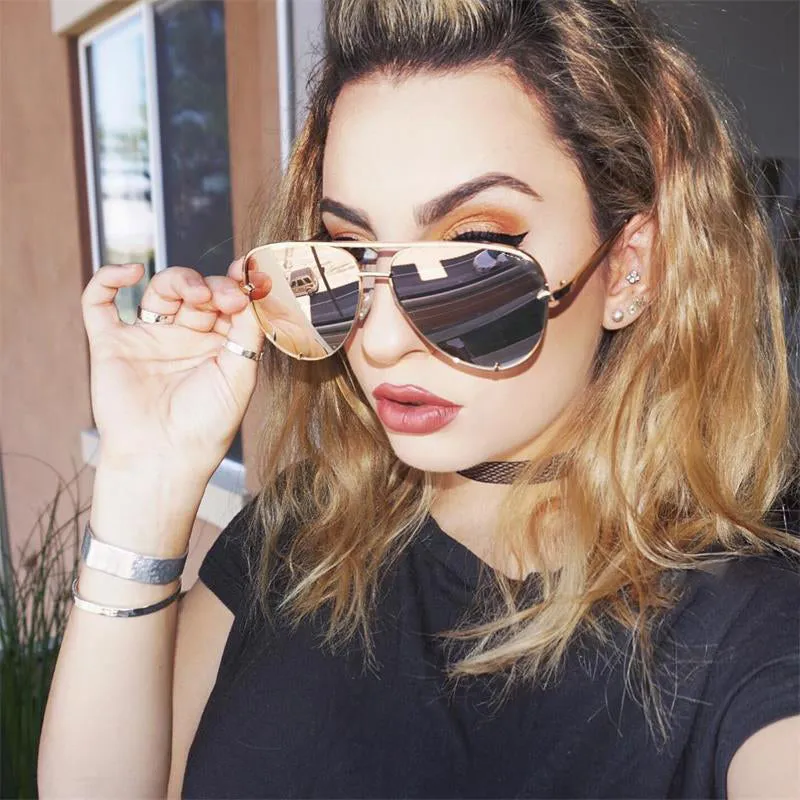 Lunettes de Soleil Aviateur Effet Miroir Rock Chic