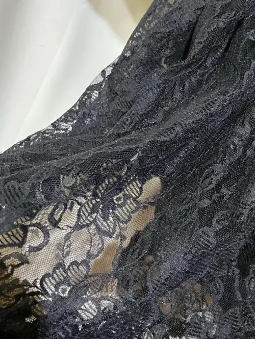 【MARBLE】マーブル　ボリュームリボンフリルスカート：黒レース×黒
