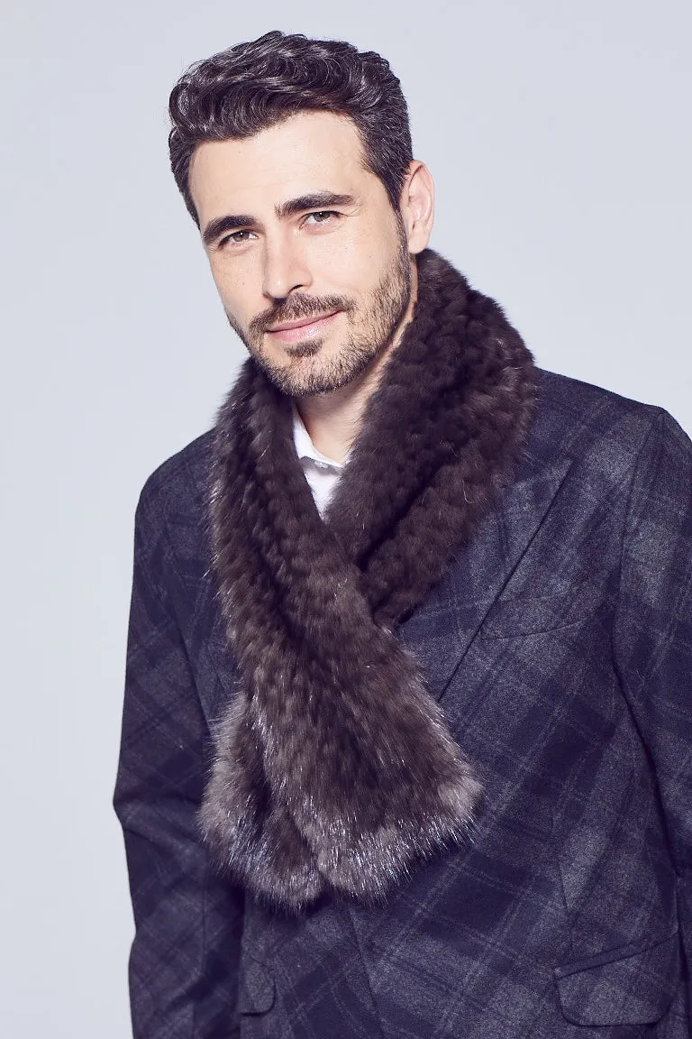 Men's Sable Fur Tie-Through Scarf