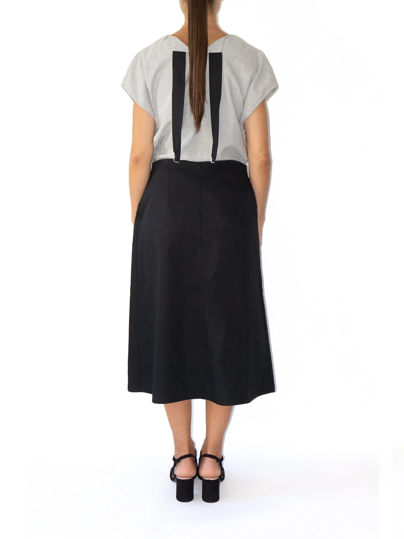 Minilog Double-Layered Asymmetric Skirt, Black