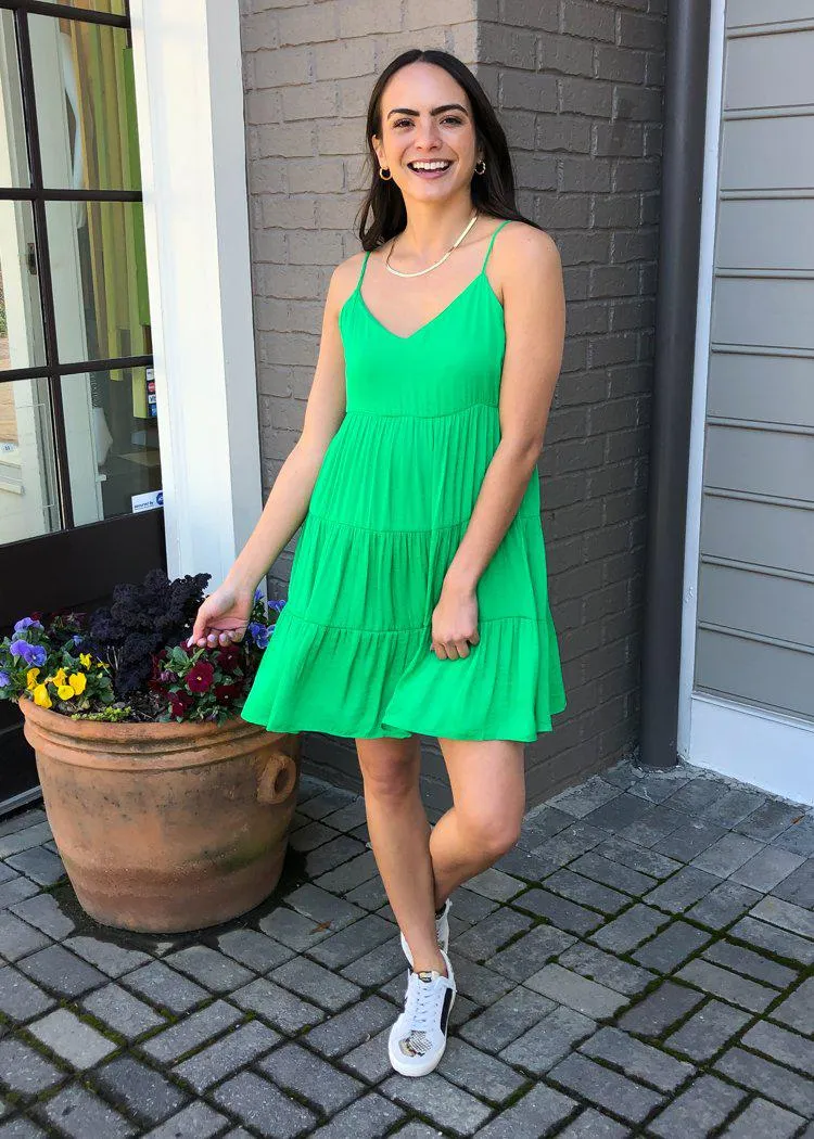 Miramar Babydoll Inspired Shift Dress - Green