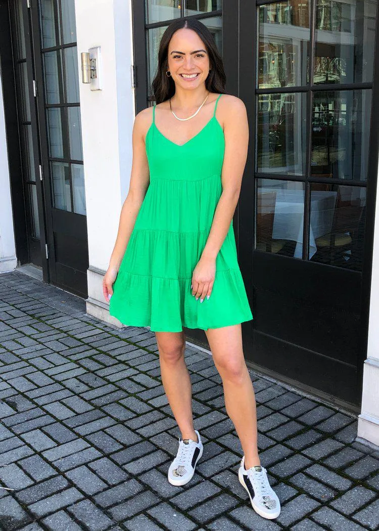 Miramar Babydoll Inspired Shift Dress - Green