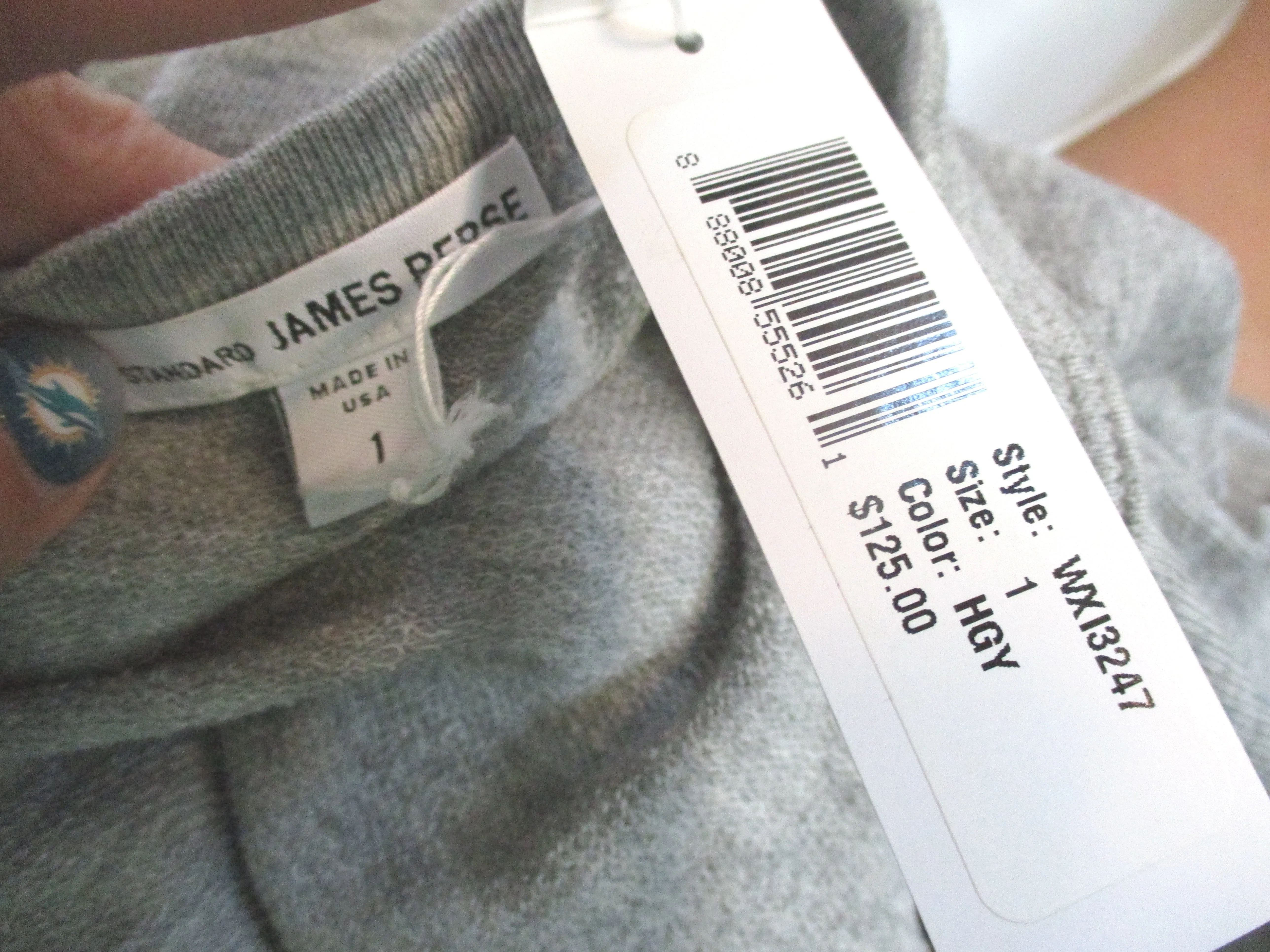 NEW NWT JAMES PERSE Cotton Top  Sweater Crewneck 1 GREY GRAY