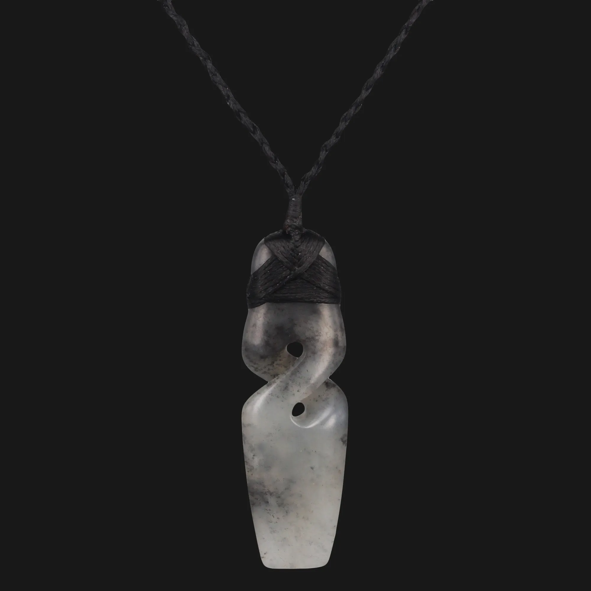 NZ Maori Toki Necklace with Simple Twist Design, Handcrafted from White Grey Flower Jade A Culturally Rich Accessory to Elevate Your Style