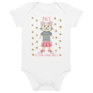 PALS, Cat themed organic cotton baby bodysuit