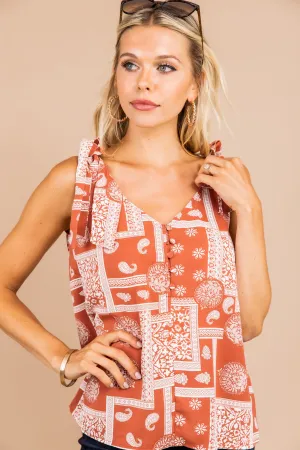 Please Be The One Salmon Orange Paisley Tank