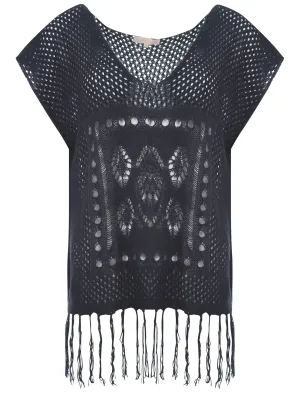 Plum Tree Khan navy knitted vest