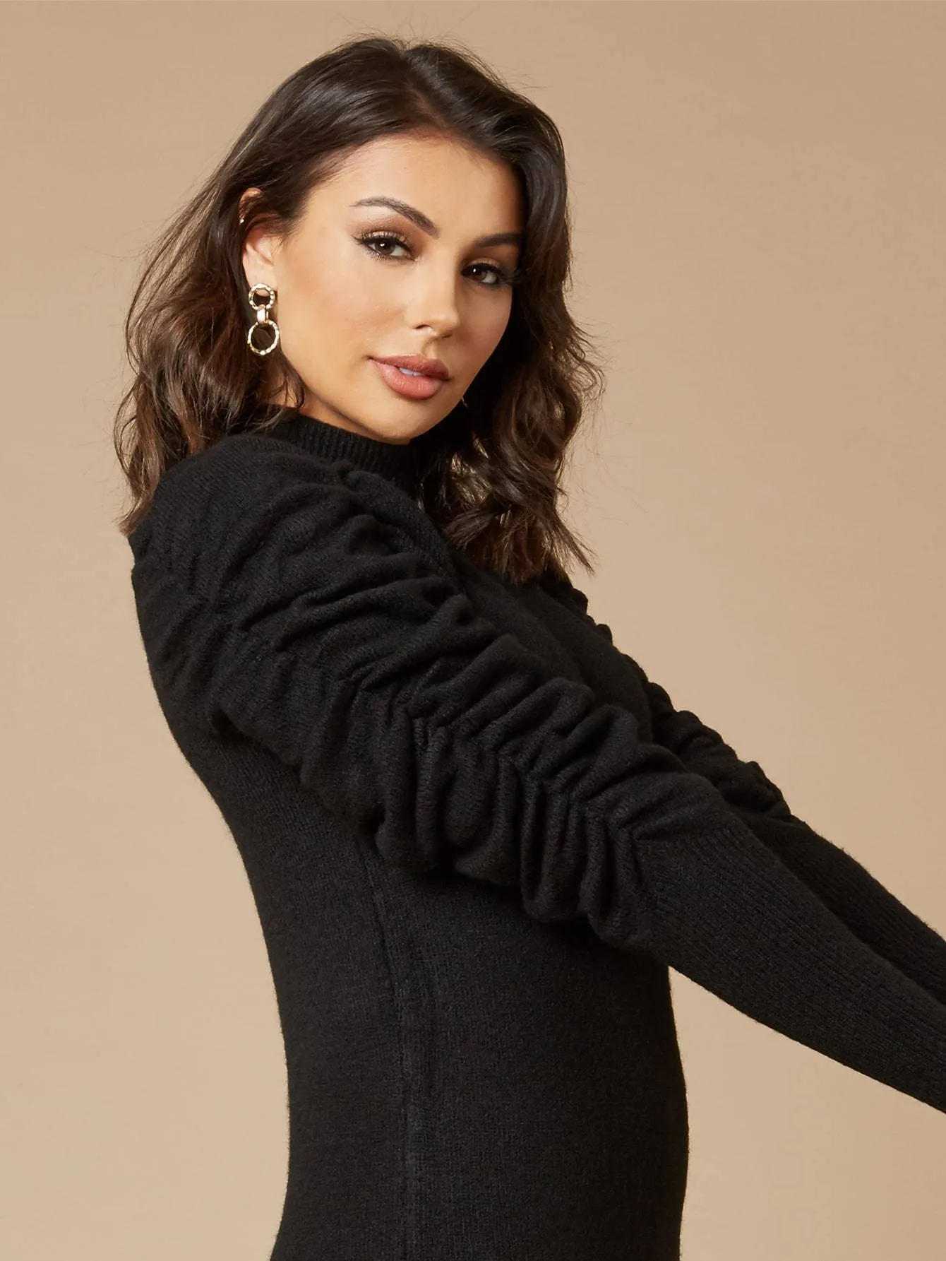 Puff Sleeve Knitted Dress