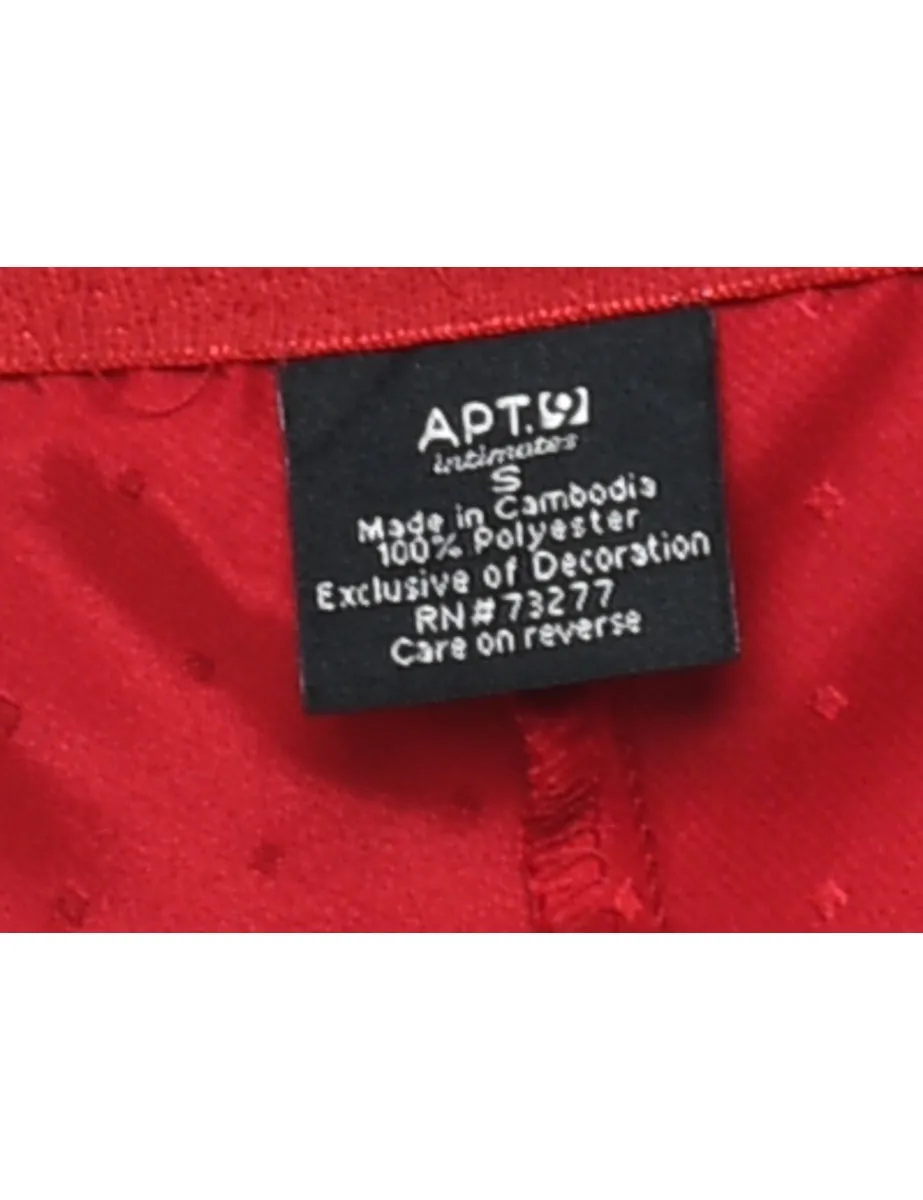 Red & Black Contrast Silky Slip Dress - S