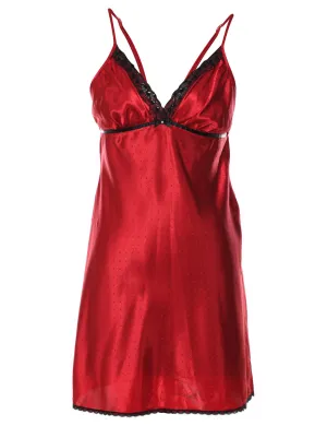 Red & Black Contrast Silky Slip Dress - S