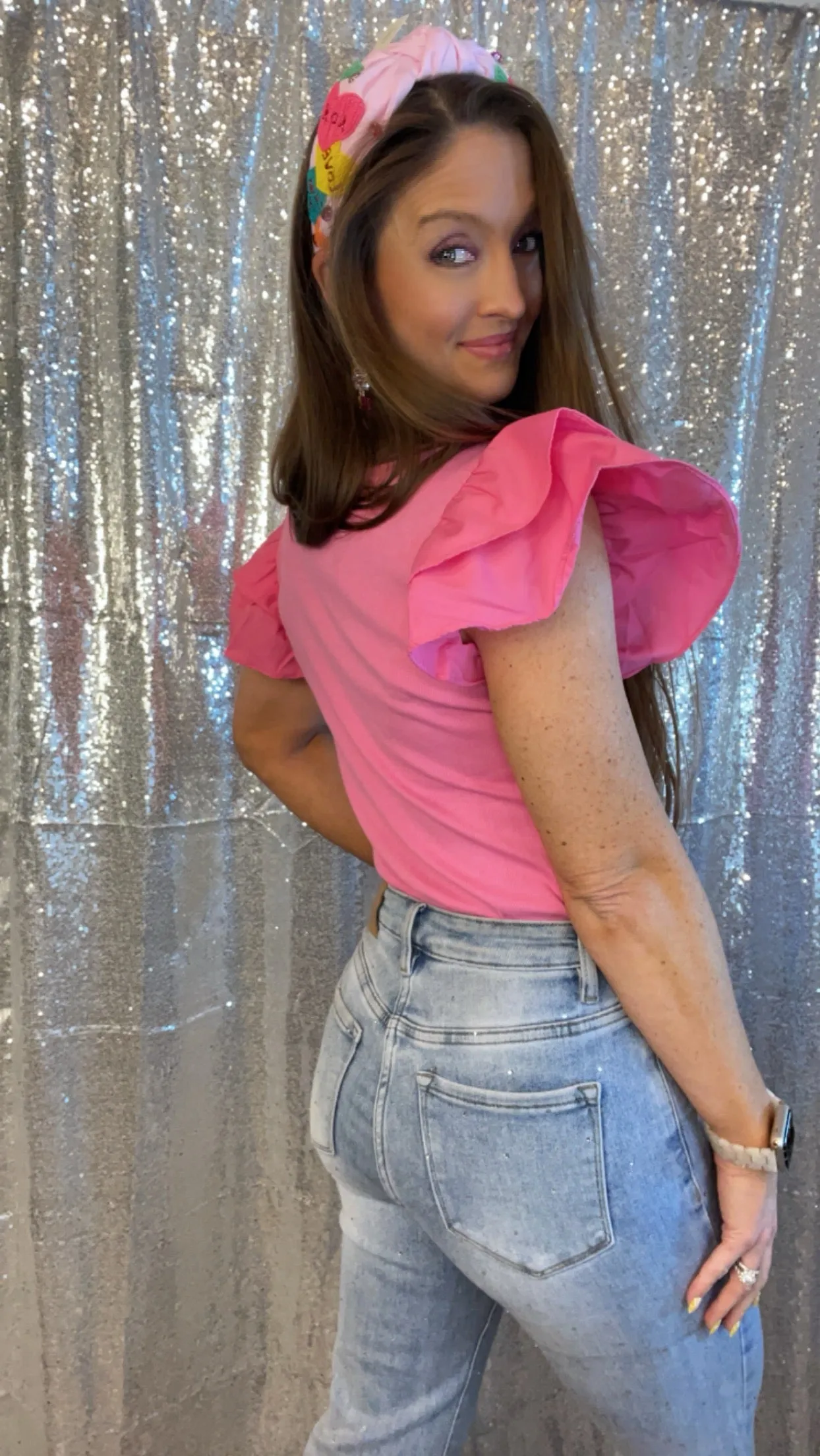 Red or Pink Ruffle Sleeve Bodysuit