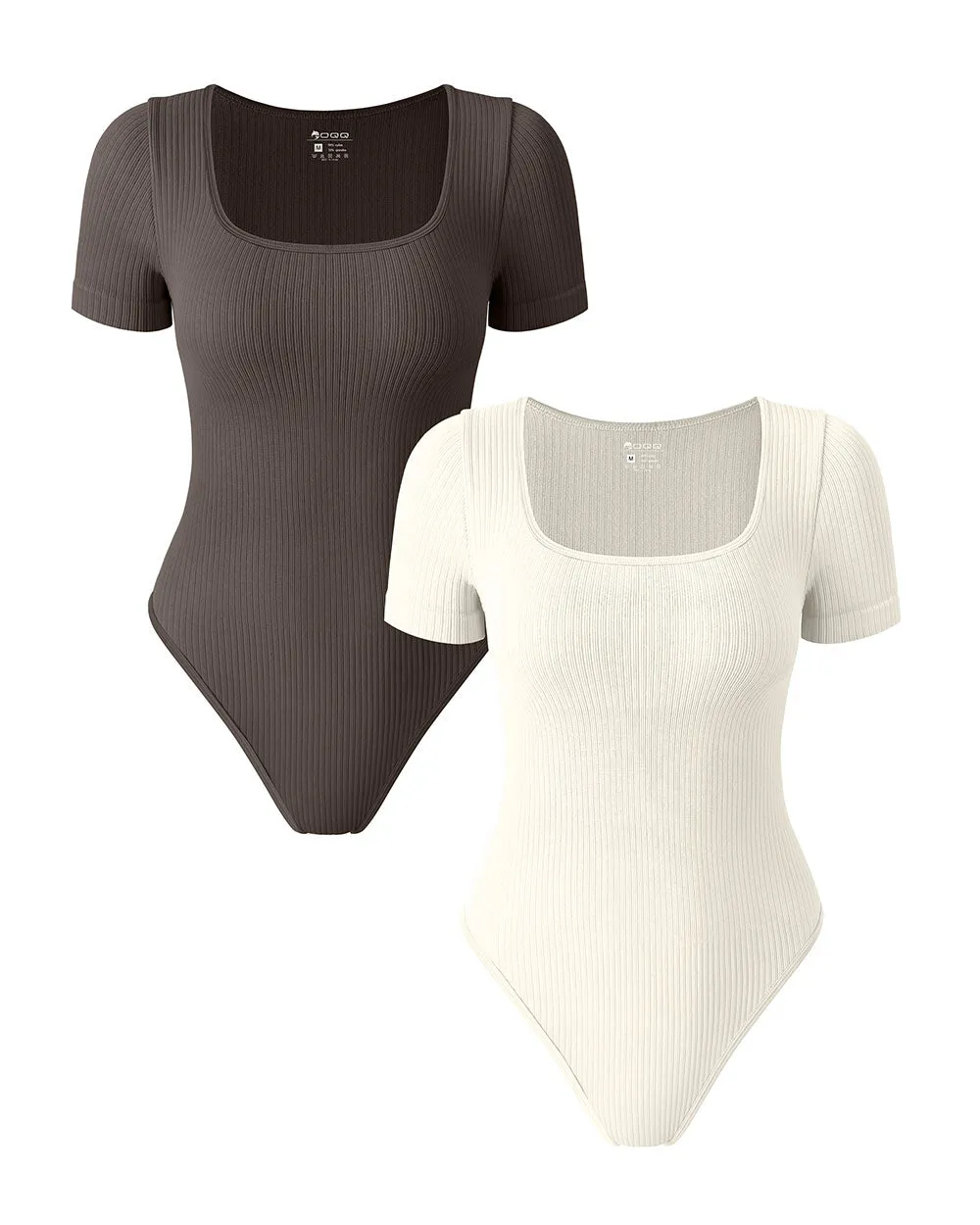 Ribbed Square Neck Bodysuits
