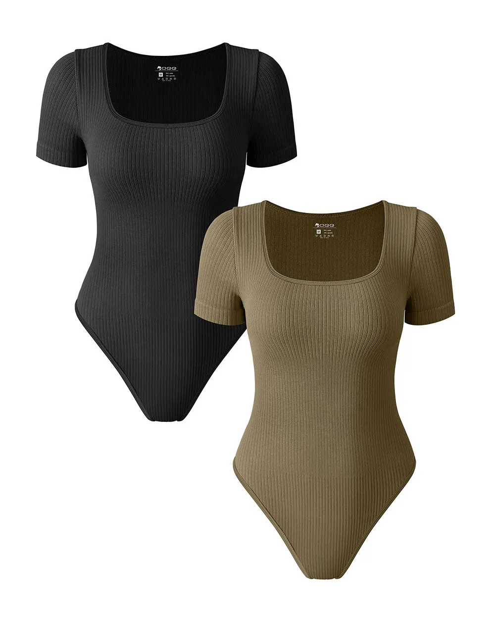 Ribbed Square Neck Bodysuits