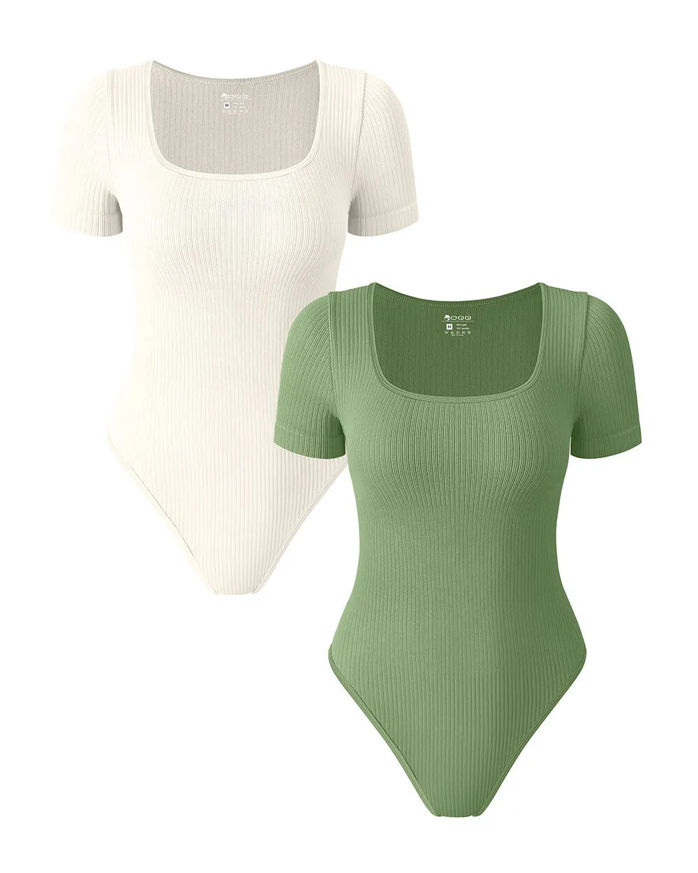 Ribbed Square Neck Bodysuits