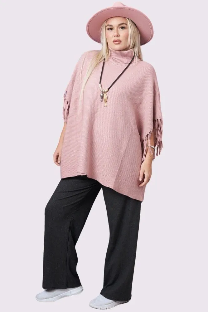 Ribbed Tassel Sleeve Batwing Top